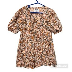 OLD NAVY Girls Dress Boho Floral Flowy Casual Light Peach Size 6 7